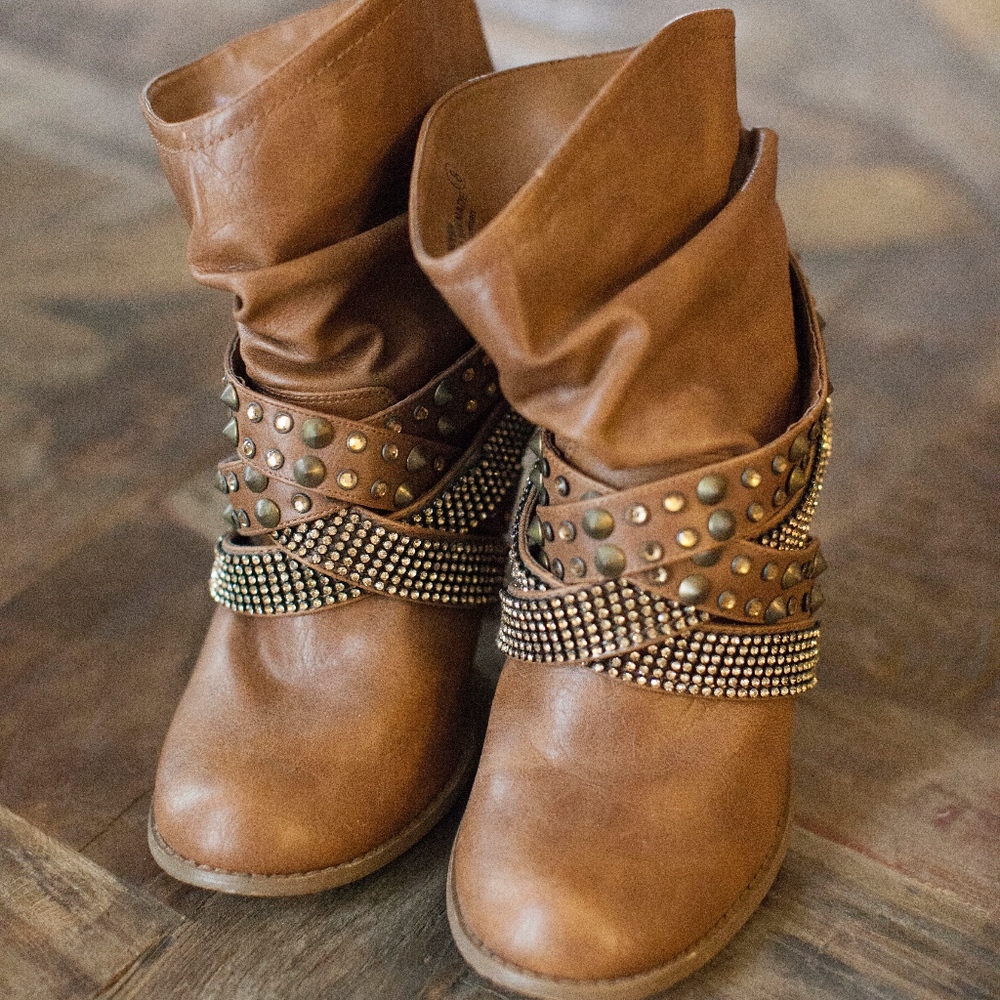 Not Rated brown sparkle bootie